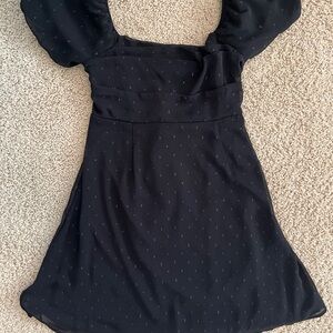Altar’d State Black Puff Sleeve Mini Dress – Size M